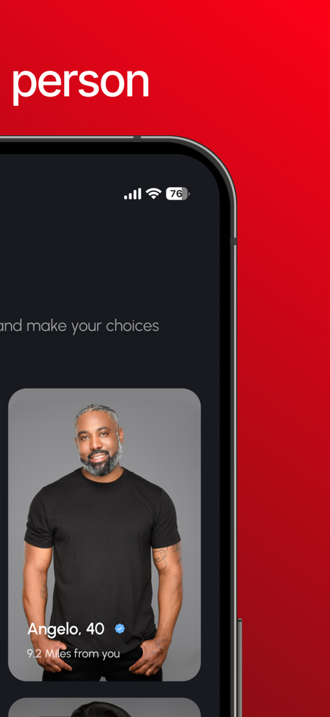 A verified male user profile on the Kendra G Singles dating app interface