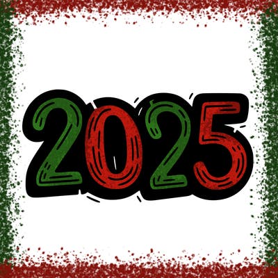 one line scrawled numbers sketch design “2025”