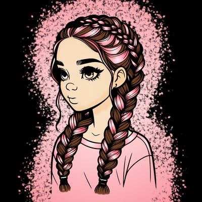 realistic girl with braids