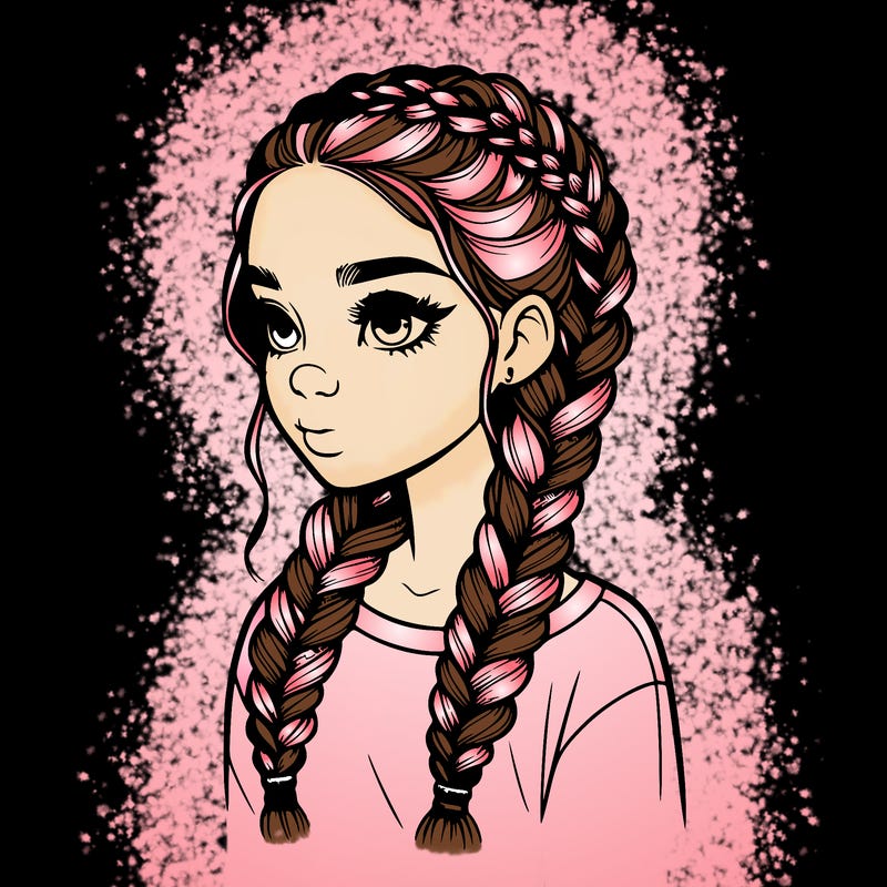 realistic girl with braids