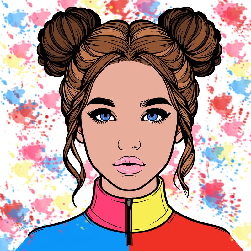 realistic woman that has space buns