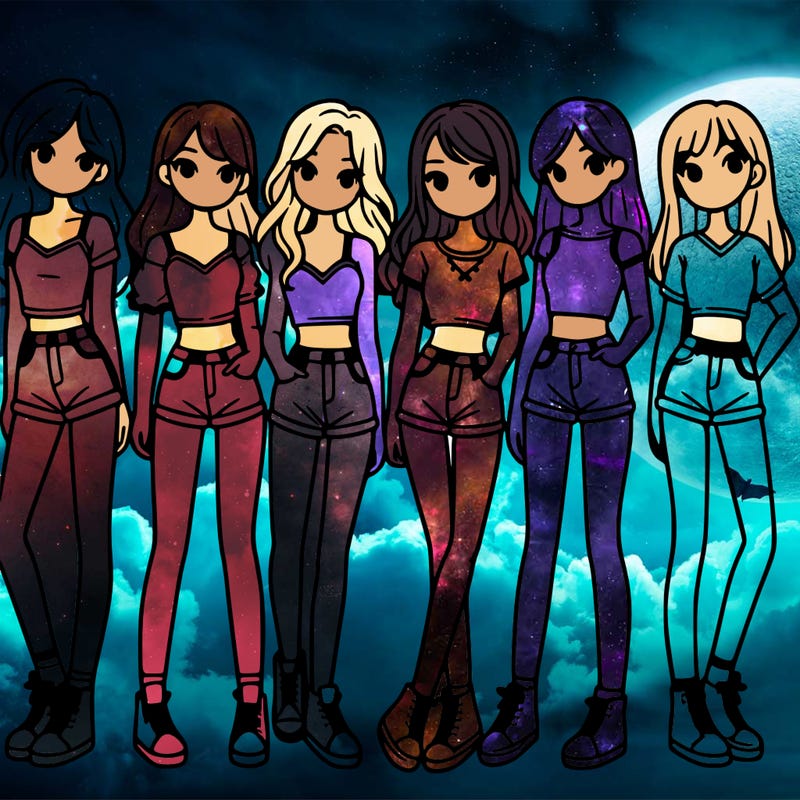 a group of girls wearing crop tops and shorts