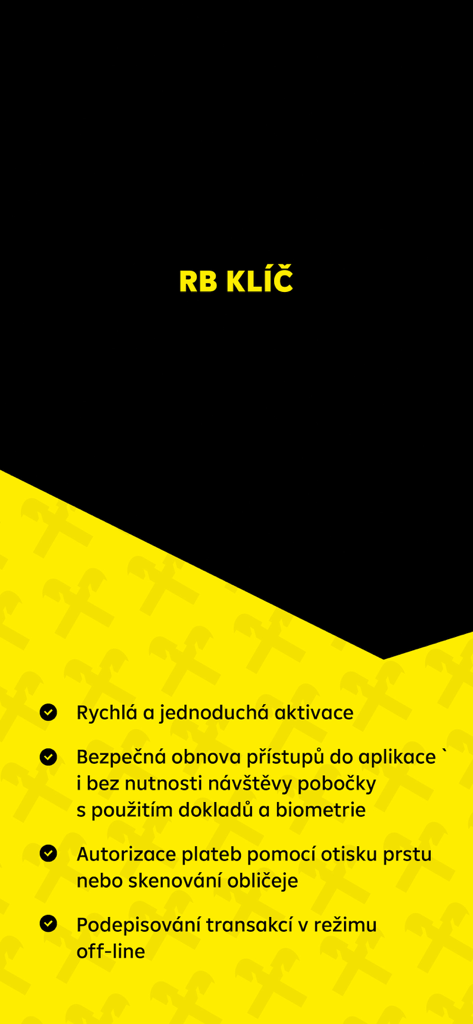 RB klic app features showing biometric login and offline transaction signing.