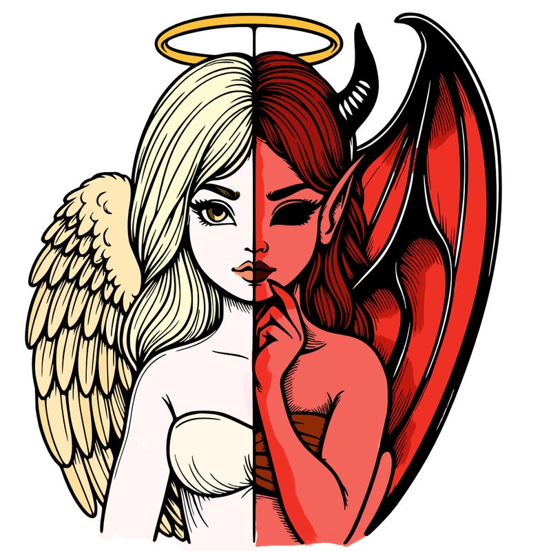 realistic angel half demon