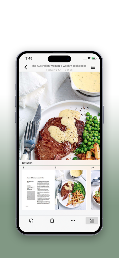 Women's Weekly Cookbooks - Steak with bearnaise sauce recipe displayed in the Womens Weekly Cookbooks app