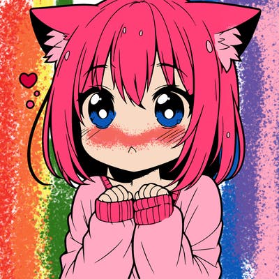 shy anime catgirl
