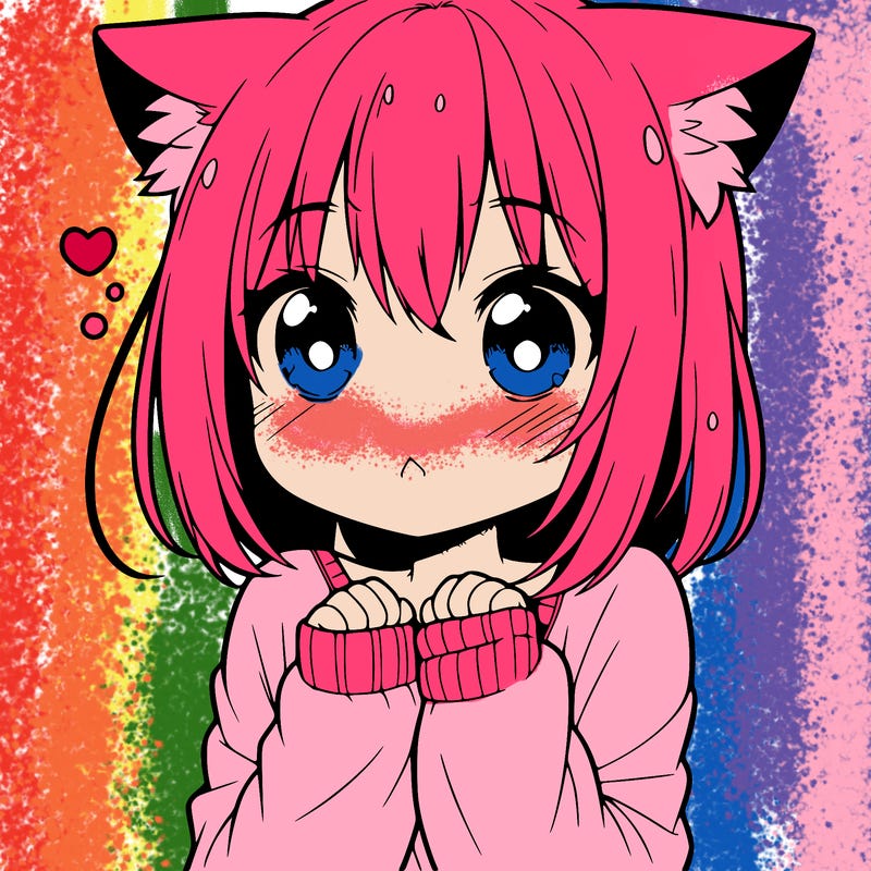 shy anime catgirl