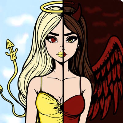 devil vs angel realistic girl