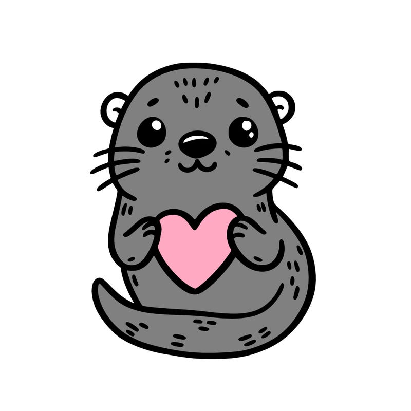 otter with a heart
