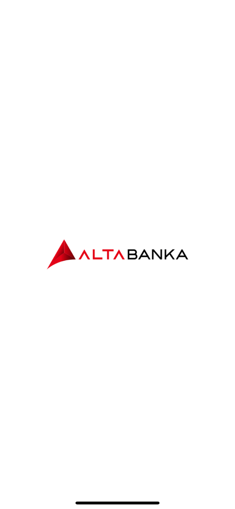 Logotipo de la aplicación de banca móvil ALTA Banka BANK2GO en una pantalla de inicio blanca