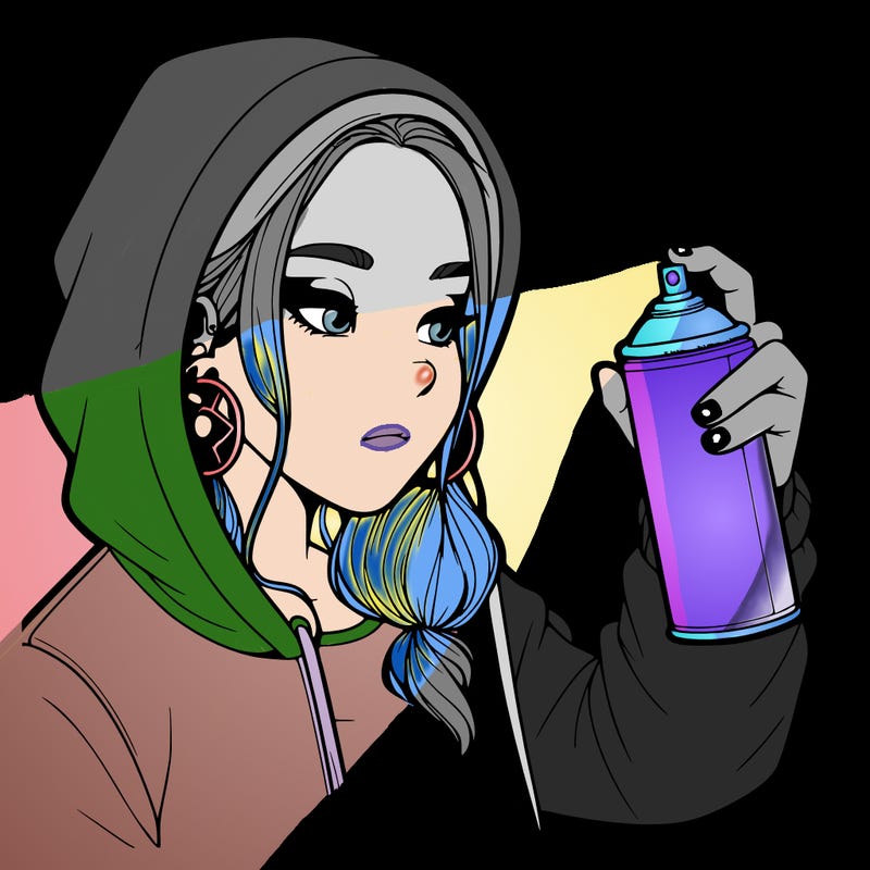 a realistic girl, spray painting