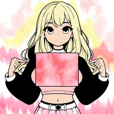 girl holding a blank sign in a long sleeve crop top