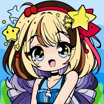 cute anime girl with star accessories