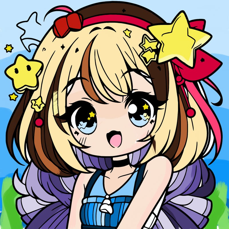 cute anime girl with star accessories