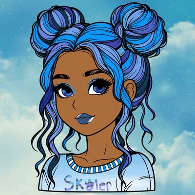 realistic girl with two buns in her hair