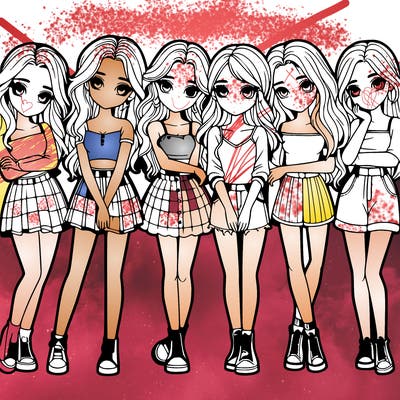 a group of girls realistic