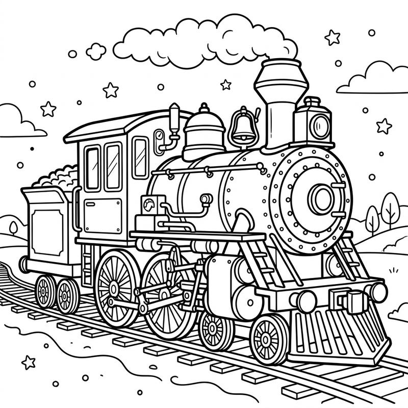 Ignite your child's imagination with this delightful locomotive coloring page! Featuring a friendly train engine, it's perfect for young adventurers ready to add their favorite colors.