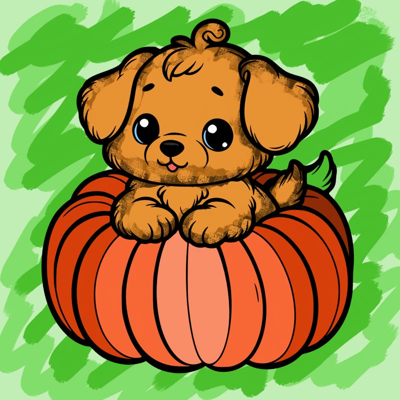 cute little puppy in a pumpkin