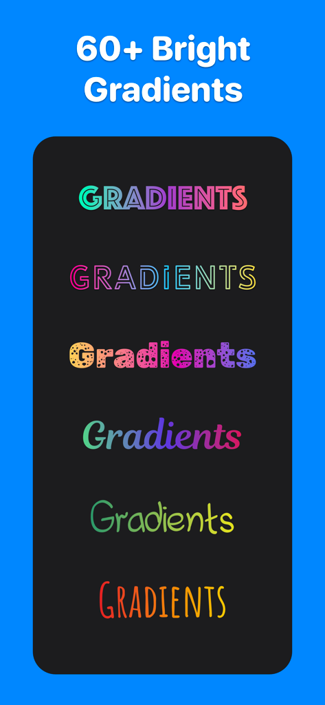 Fonts for Stories and Chats - A collection of colorful gradient and patterned font styles for social media posts