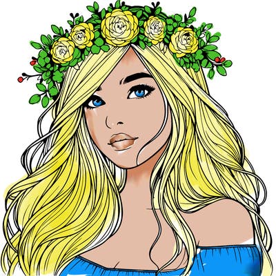 realistic girl with flower crown