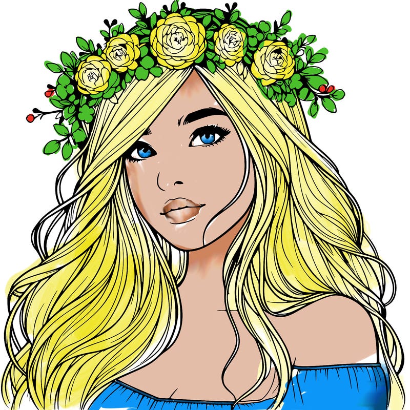 realistic girl with flower crown