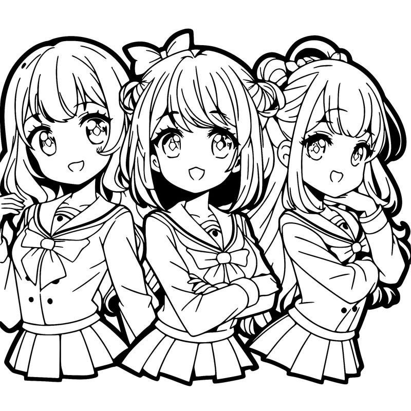 three anime girls