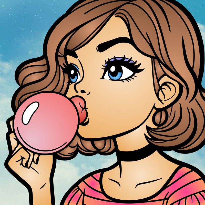 hot girl blowing a gum bubble