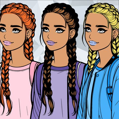 realistic teenager with braids