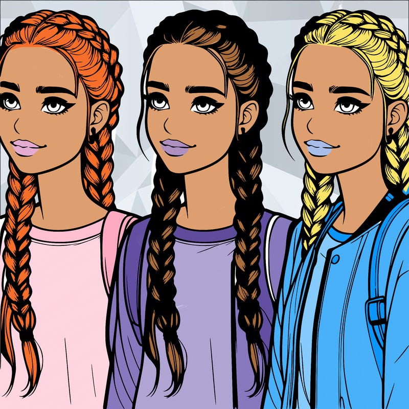 realistic teenager with braids