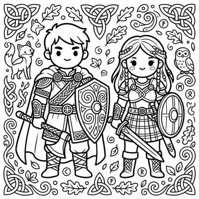 Journey to ancient lands with this charming Kawaii Celtic Warriors coloring page, featuring brave heroes in an irresistibly cute style. Perfect for bringing history and fantasy to life with your favorite colors.