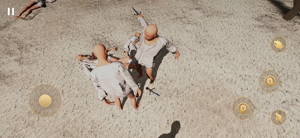 Half Sword Mobile - Top down view of a physics based sword fight in Half Sword Mobile