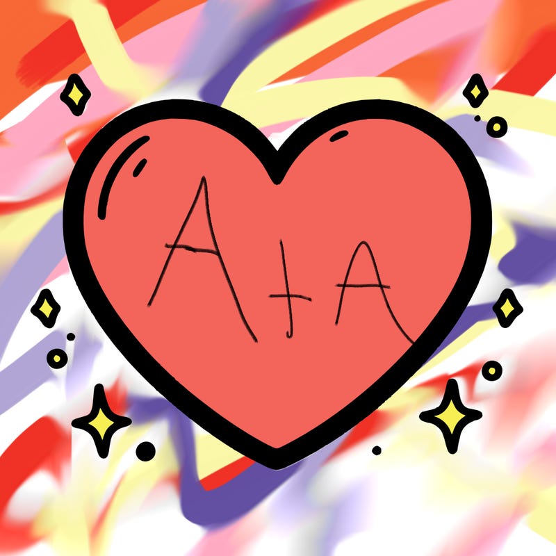 a blank heart with a line in the middle