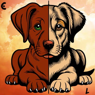 realistic dog split picture