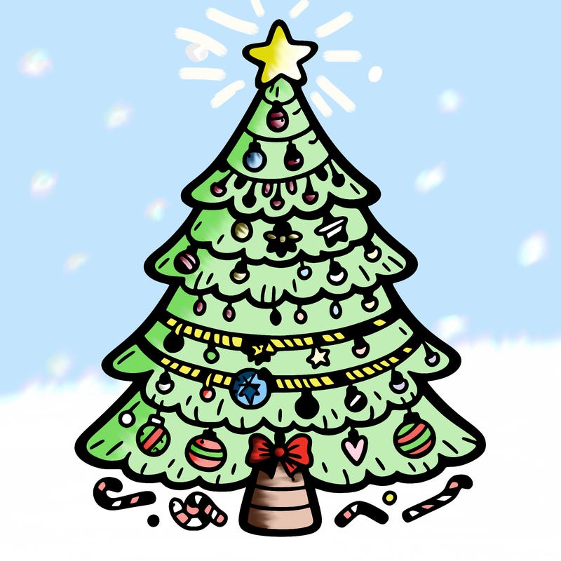 christmas tree with lots of details