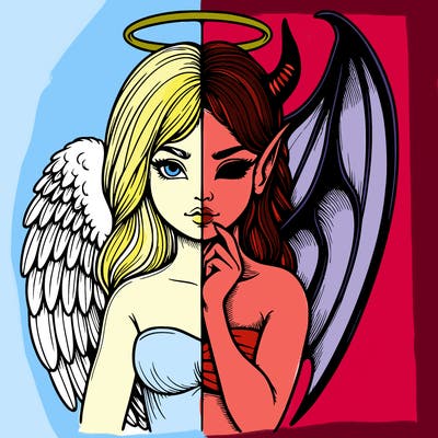 realistic angel half demon