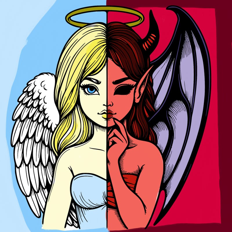 realistic angel half demon