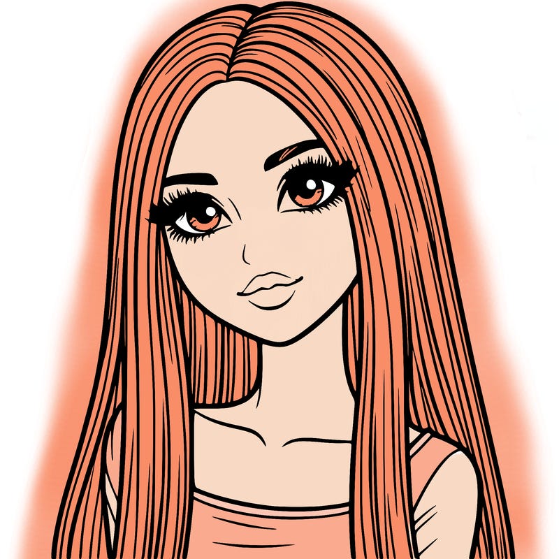 realistic girl with straight and long hair