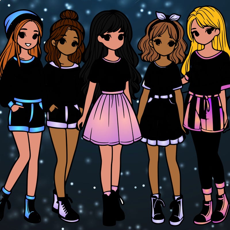 a group of five girls