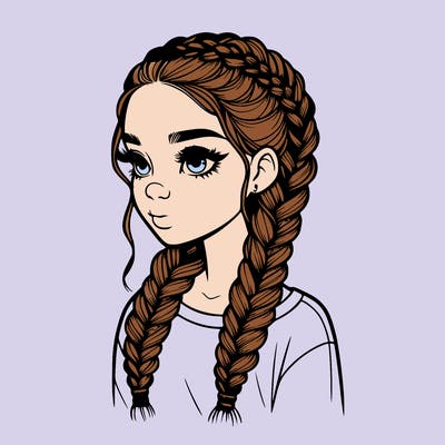 realistic girl with braids