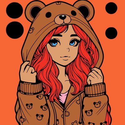 realistic girl in a animal pjs hoodie