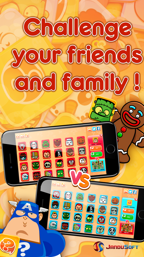 Dois celulares mostrando o modo versus multijogador do jogo de tabuleiro Adivinhe meu personagem