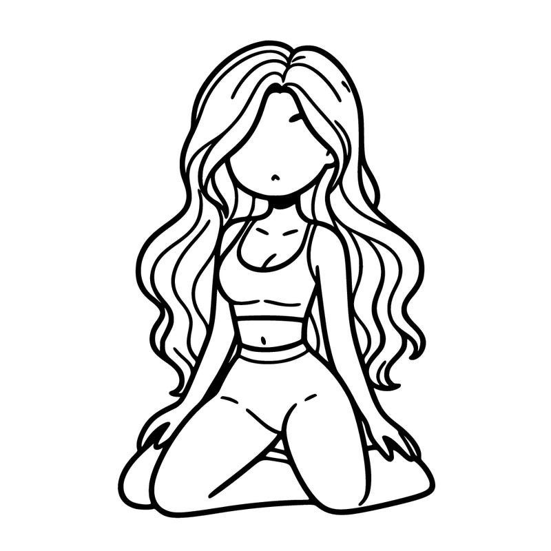 girl in crop top and yoga pants with long hair