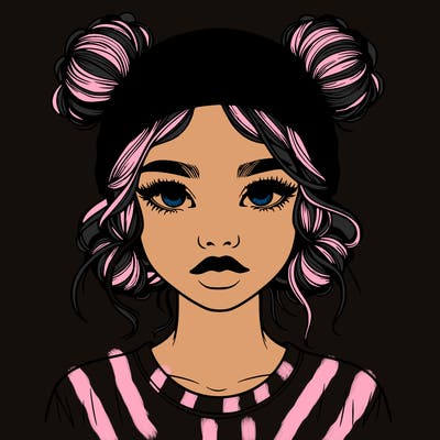 realistic girl with buns in her hair with a beanie on