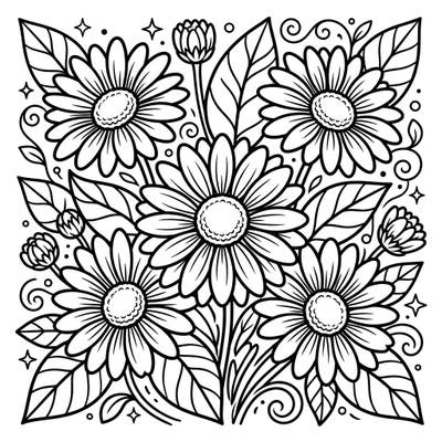 Embrace the beauty of nature with this delightful yellow daisies coloring page, thoughtfully designed with large print and clear outlines for seniors. It's the perfect way to enjoy a relaxing and creatively stimulating activity.