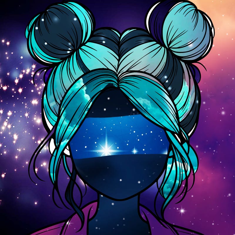 realistic girl with buns on the top of her hair