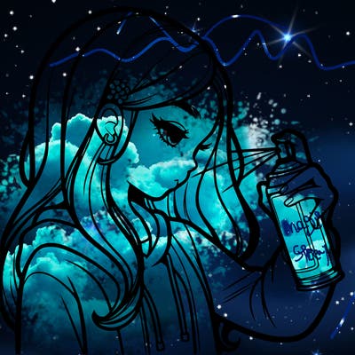 a realistic girl spray painting