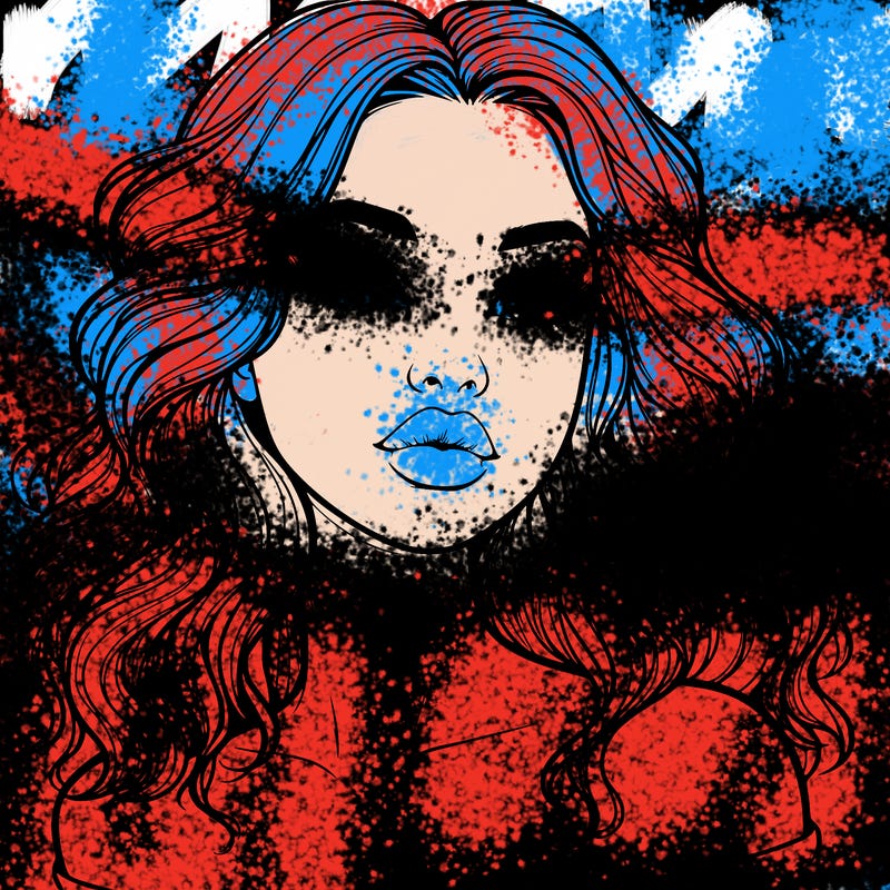 realistic girl with wavy hair and lips