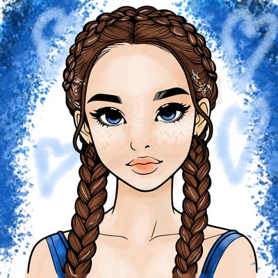 realistic girl with braids