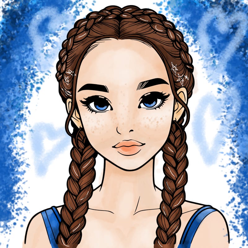 realistic girl with braids
