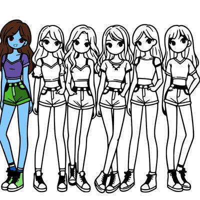 a group of girls wearing crop tops and shorts